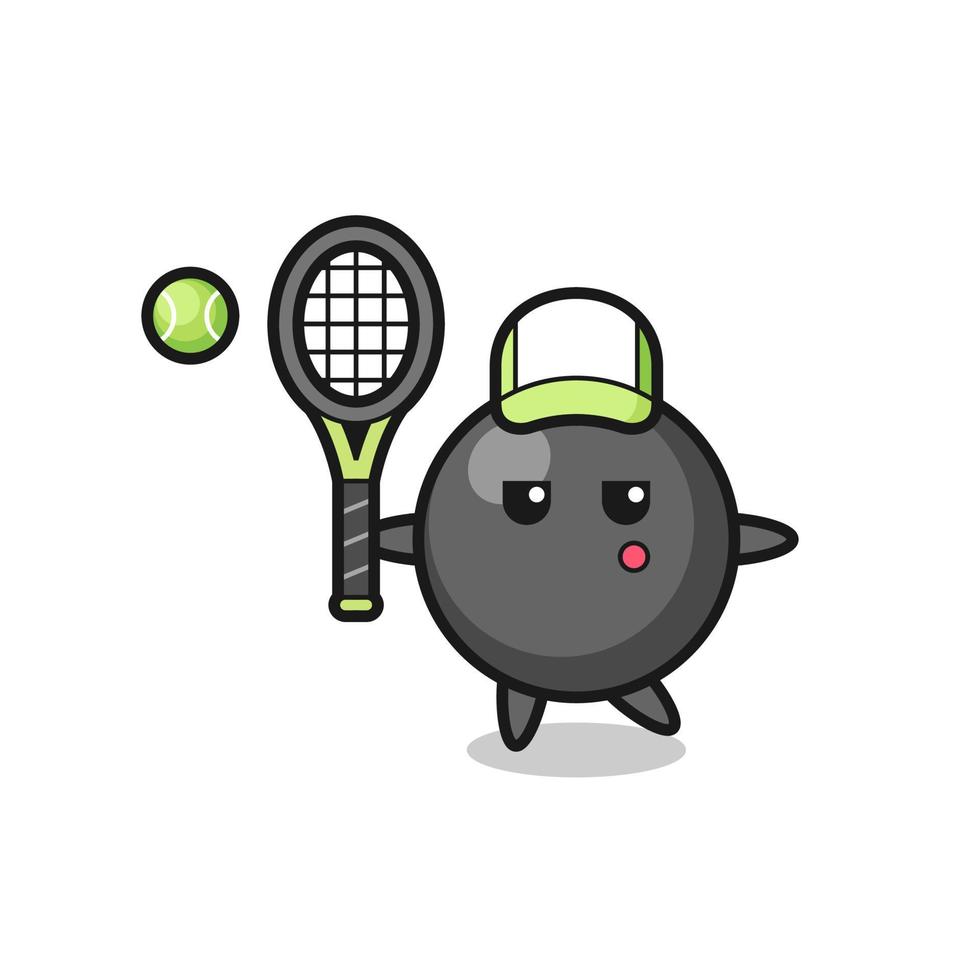 personnage de dessin animé du symbole du point en tant que joueur de tennis vecteur