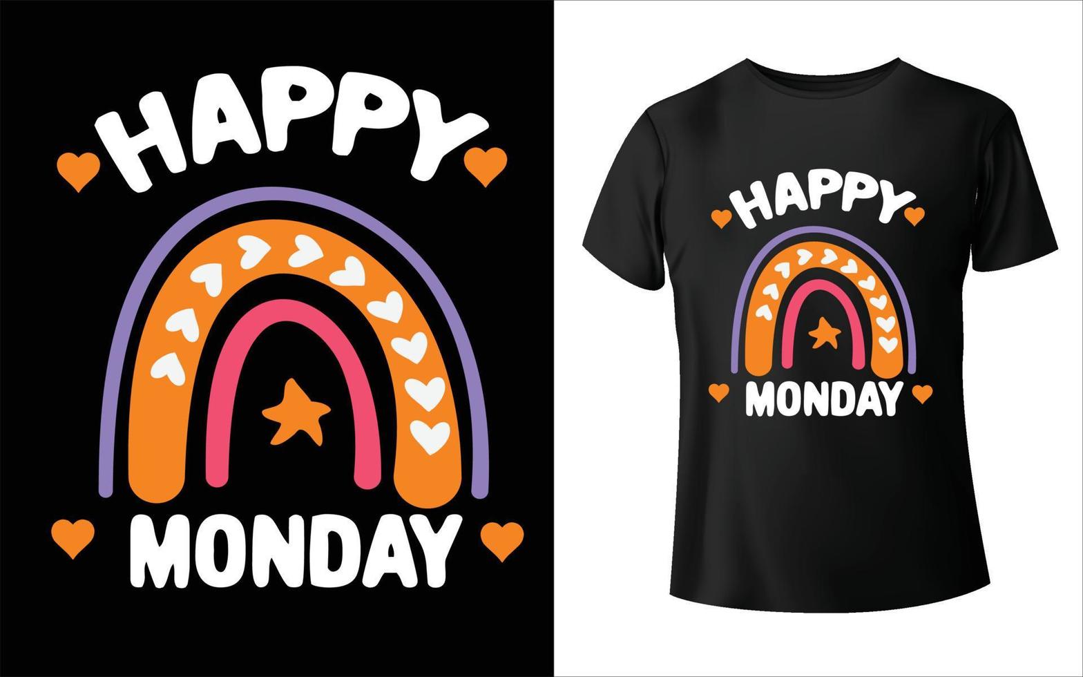 conception de t-shirt lundi heureux conception de t-shirt nom de la semaine vecteur