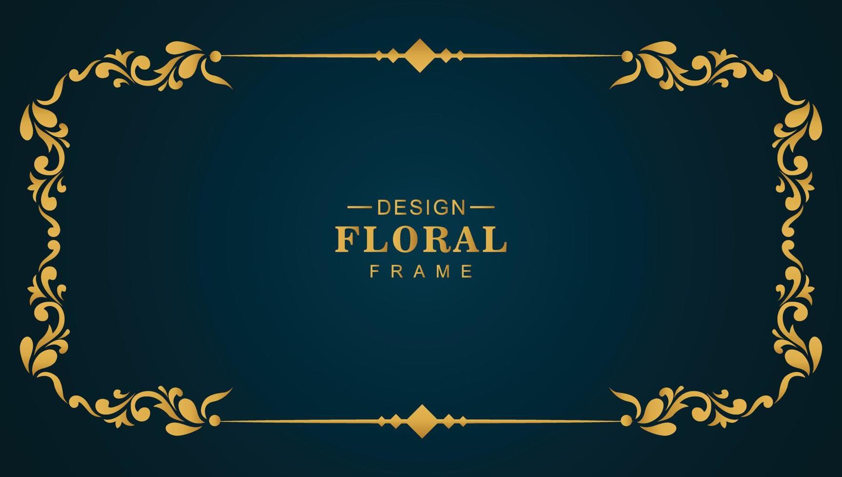 conception de bannière de cadre floral de luxe doré dégradé vecteur