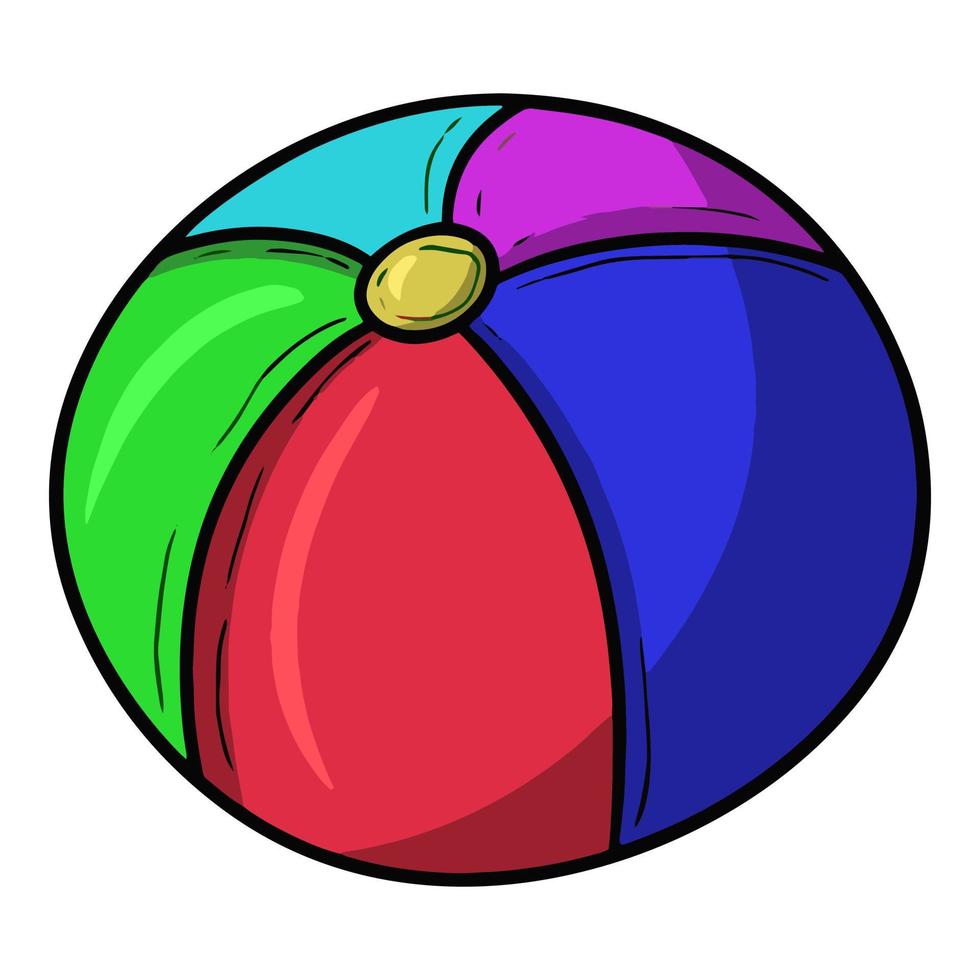balle gonflable ronde lumineuse pour les jeux d'enfants, illustration vectorielle en style cartoon sur fond blanc vecteur