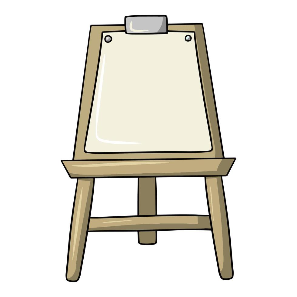chevalet en bois avec une feuille de papier, illustration vectorielle en style cartoon sur fond blanc vecteur