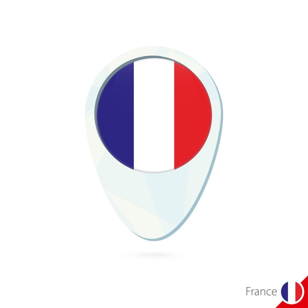 icône de broche de carte de localisation du drapeau de france sur fond blanc. vecteur