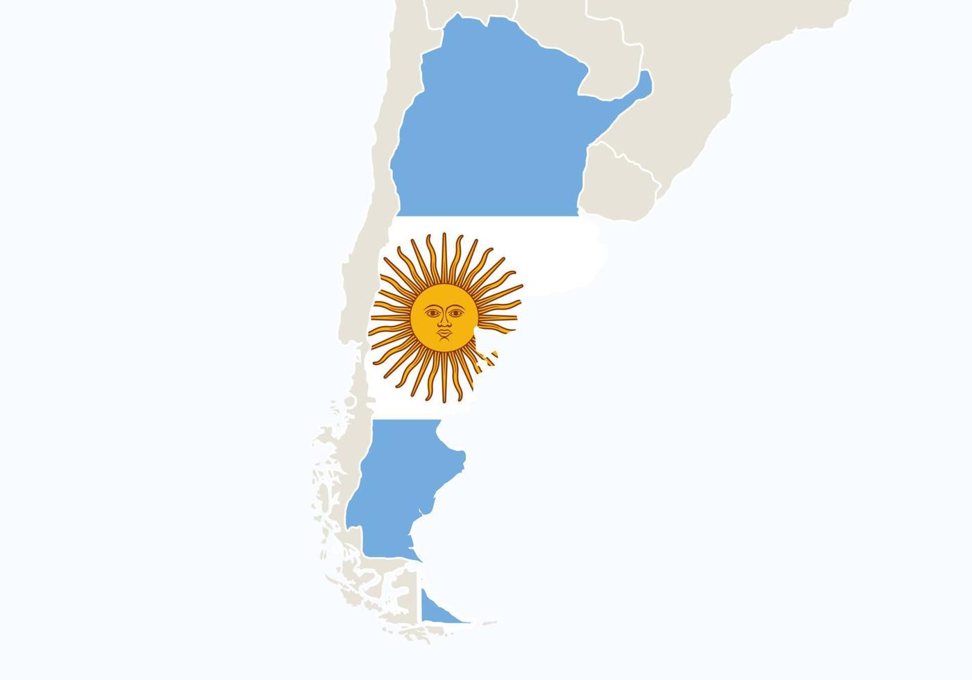 amérique du sud avec carte argentine en surbrillance. vecteur