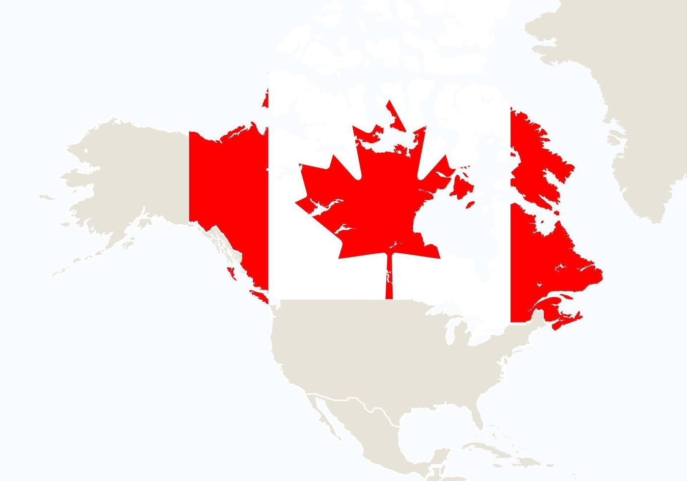 amérique du nord amérique avec carte du canada en surbrillance. vecteur