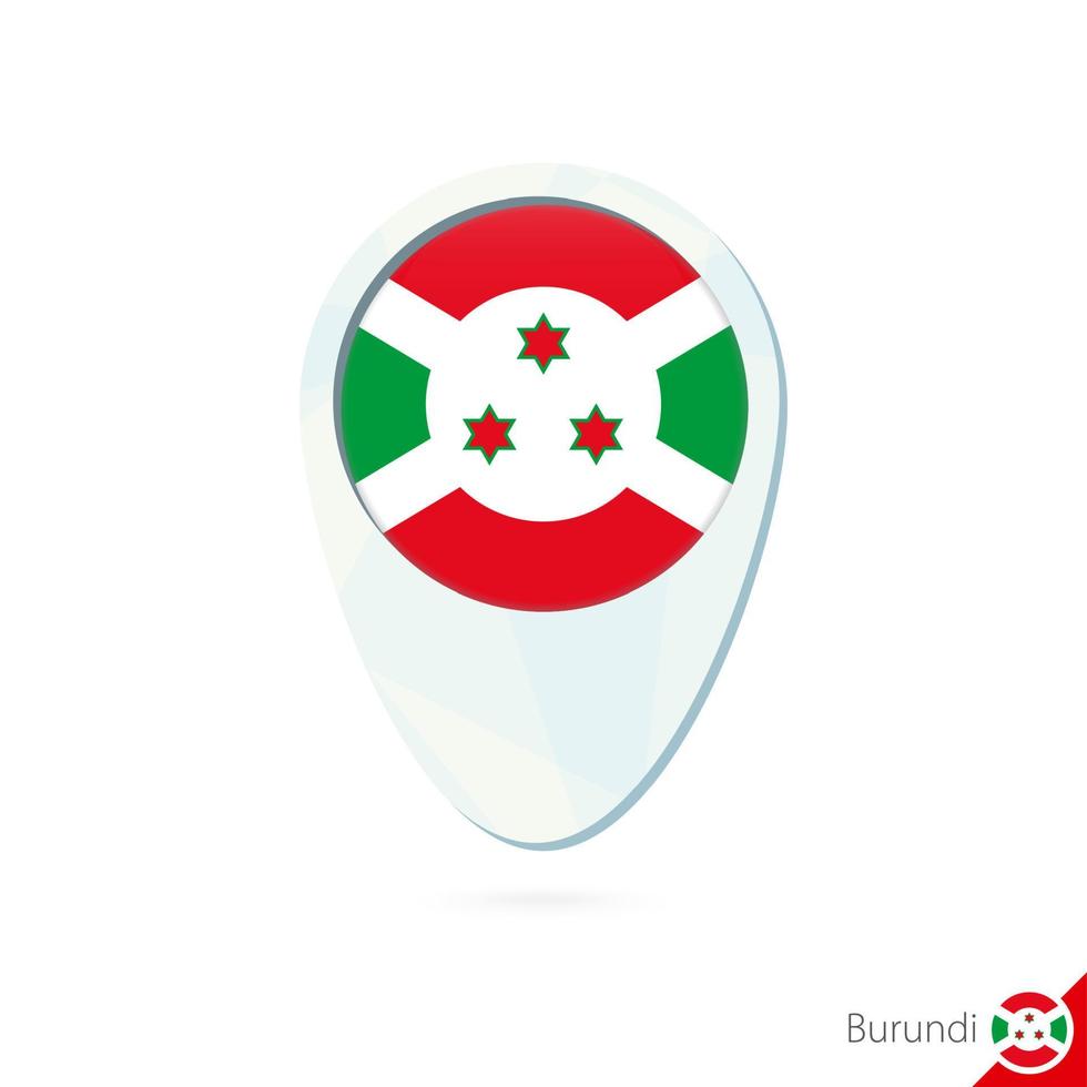icône de broche de carte de localisation du drapeau du burundi sur fond blanc. vecteur
