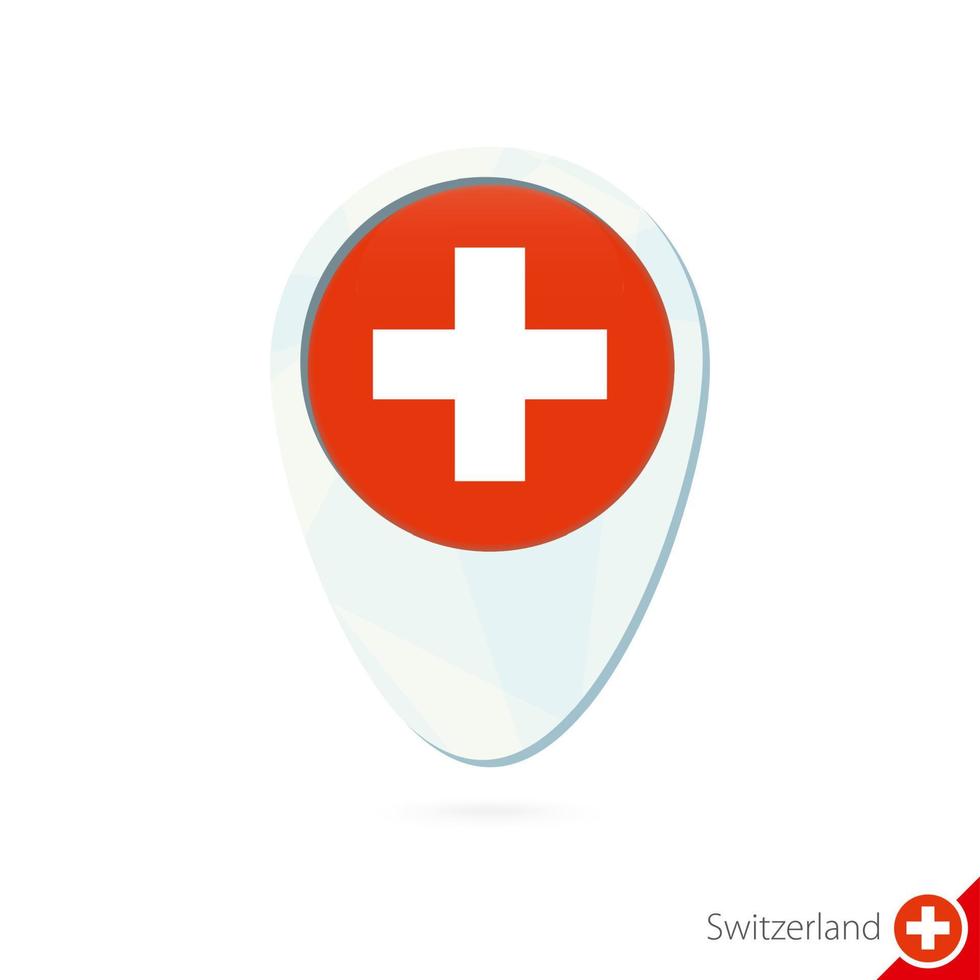 icône de broche de carte de localisation du drapeau suisse sur fond blanc. vecteur