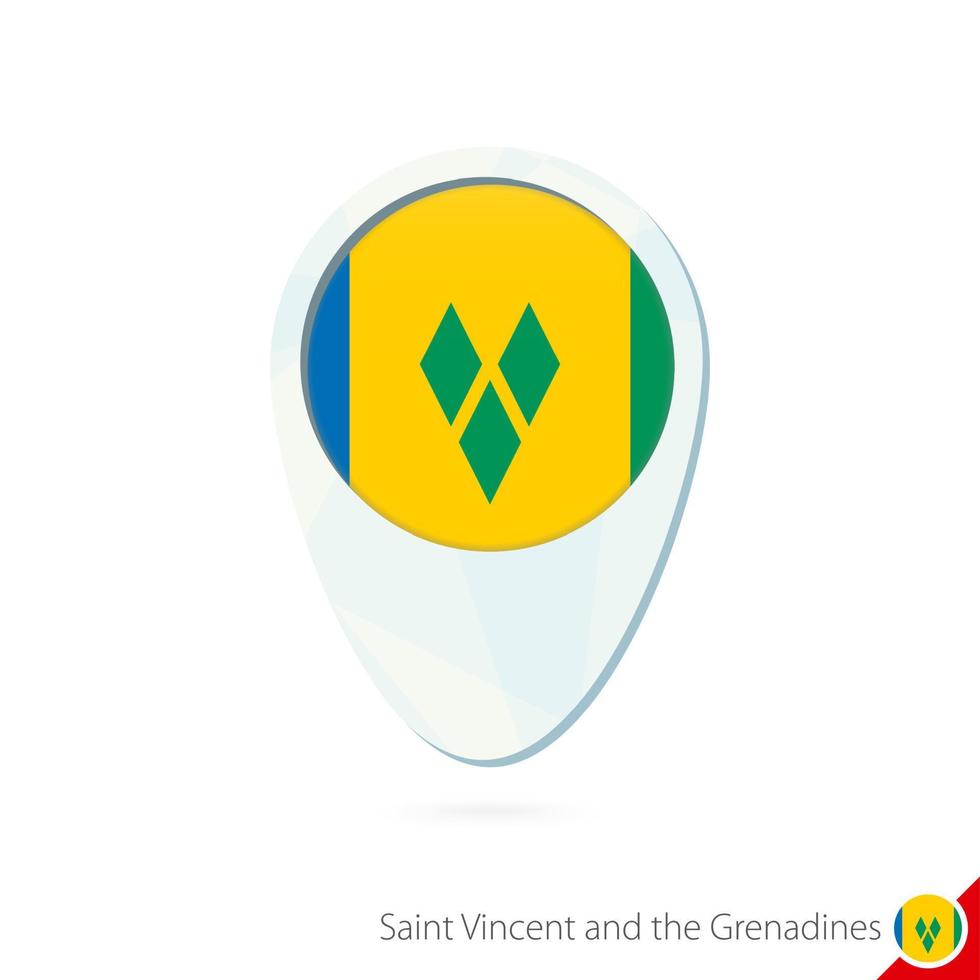 icône de broche de carte de localisation du drapeau de saint-vincent-et-les grenadines sur fond blanc. vecteur