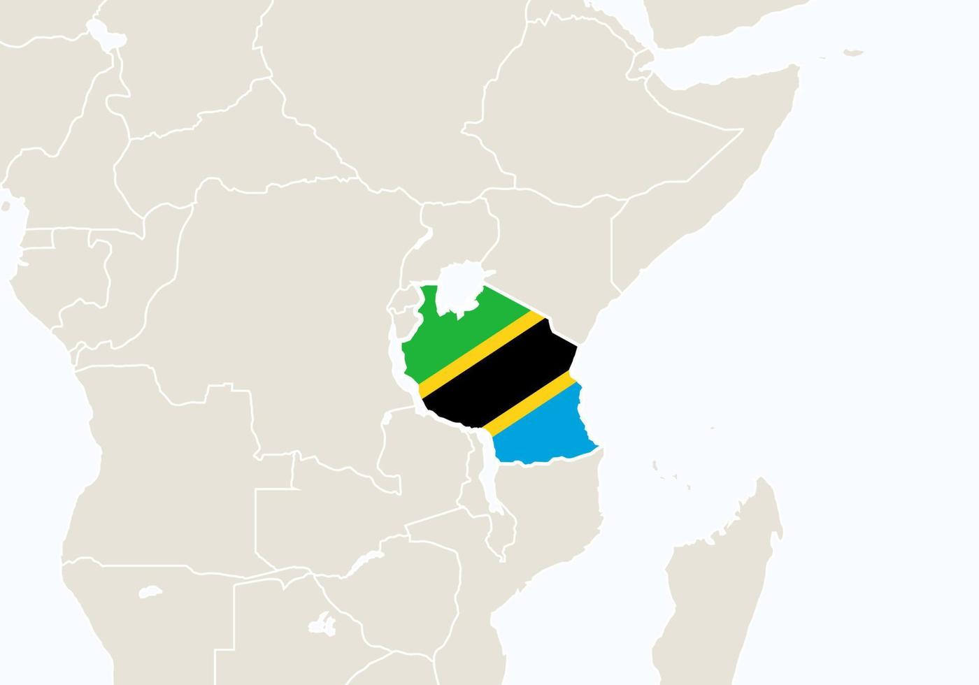 afrique avec carte de la tanzanie en surbrillance. vecteur