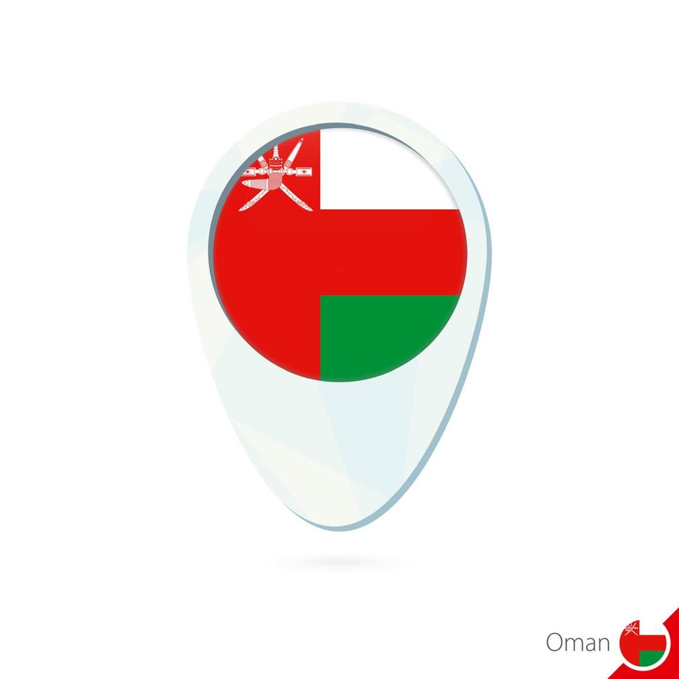 icône de broche de carte de localisation du drapeau oman sur fond blanc. vecteur