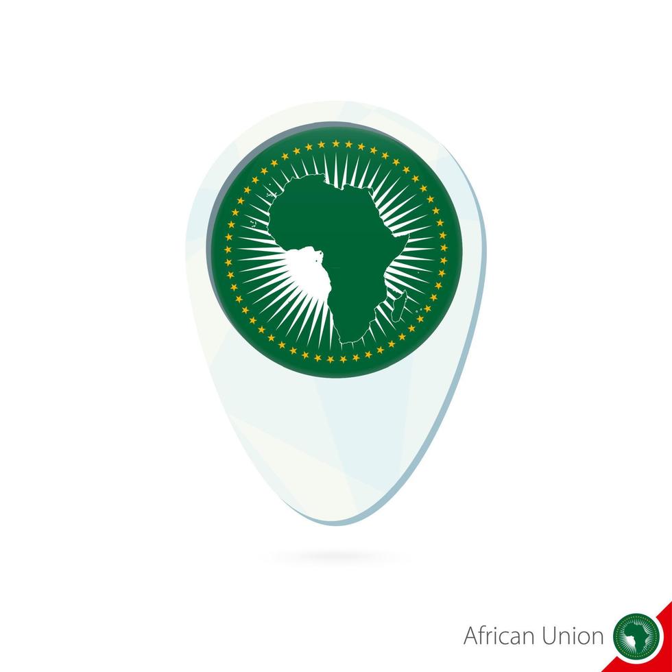 icône de broche de carte de localisation du drapeau de l'union africaine sur fond blanc. vecteur