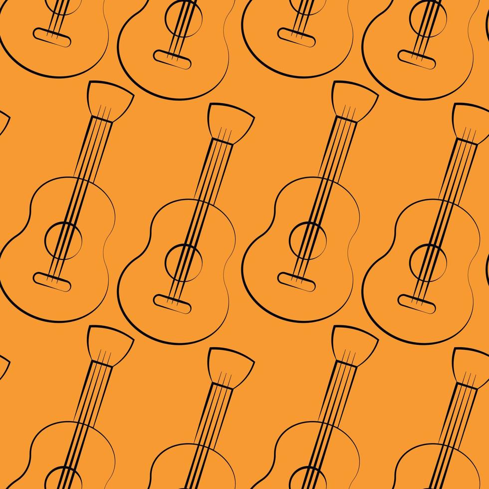 modèle vectorielle continue avec guitare contour orange vecteur