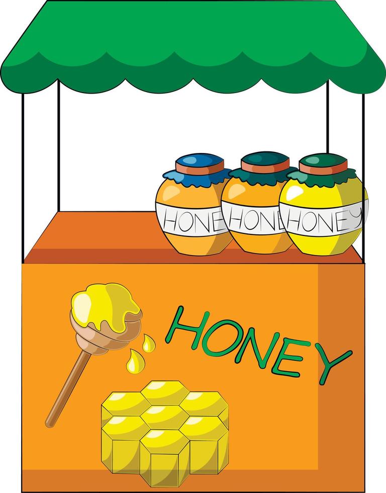 comptoir de décrochage avec du miel. dessiner une illustration en couleur vecteur