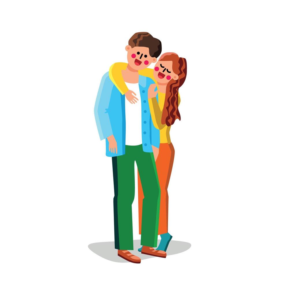 petite amie embrassant petit ami amour couple vector illustration