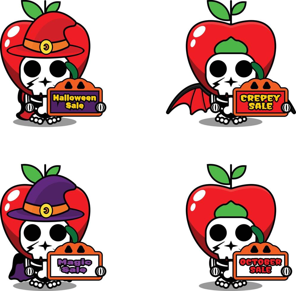 vecteur de dessin animé de personnage de costume de mascotte d'os de fruits. tenue de vente halloween conseil