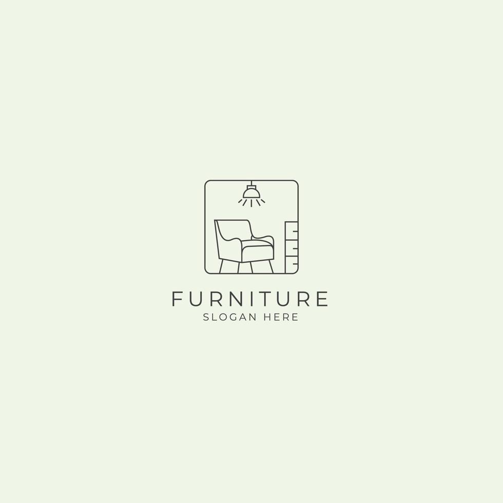 logo intérieur de meubles minimalistes vecteur