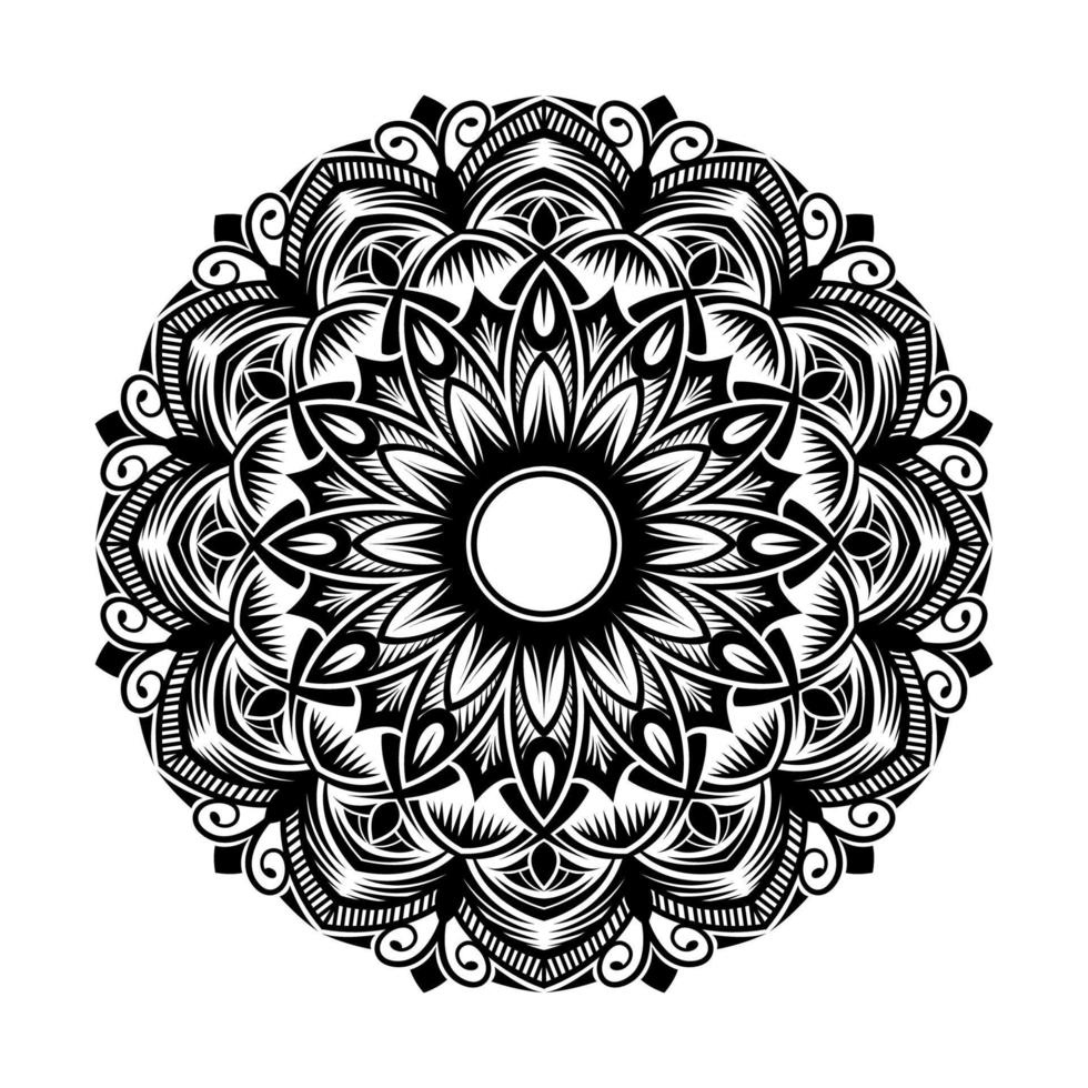 mandala de vecteur, décoration ronde, noir et blanc vecteur