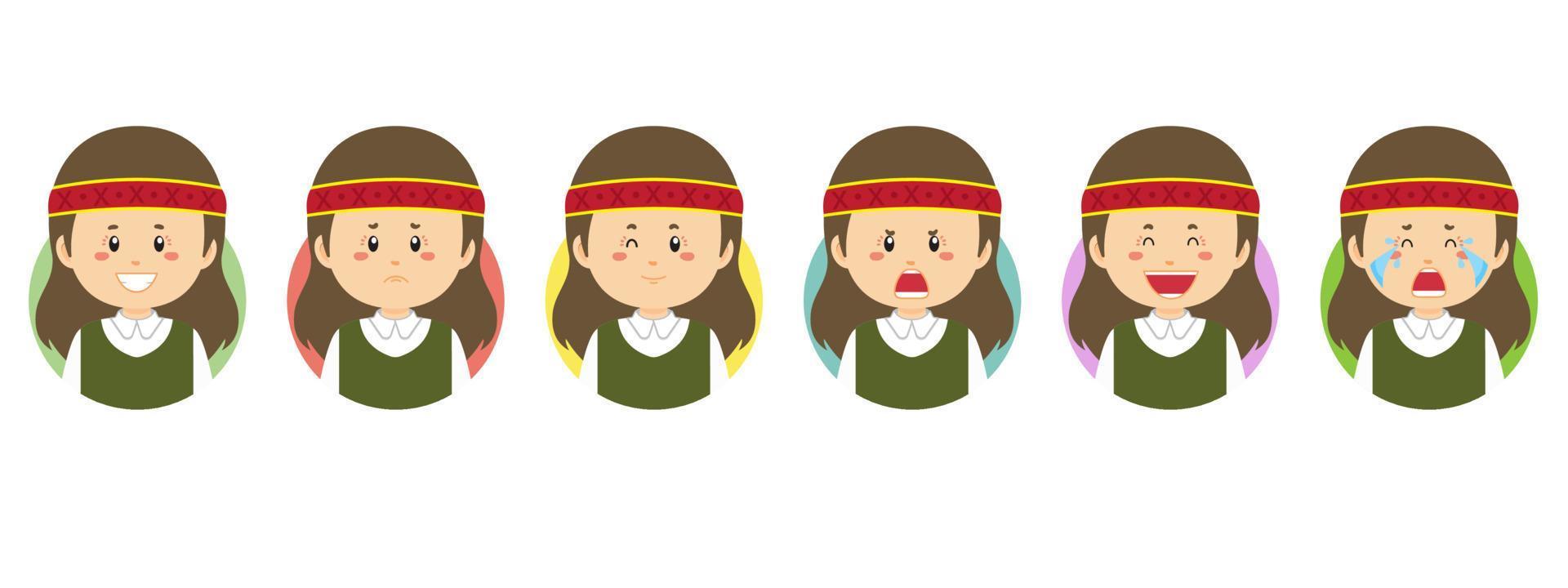 avatar de la lettonie avec diverses expressions vecteur