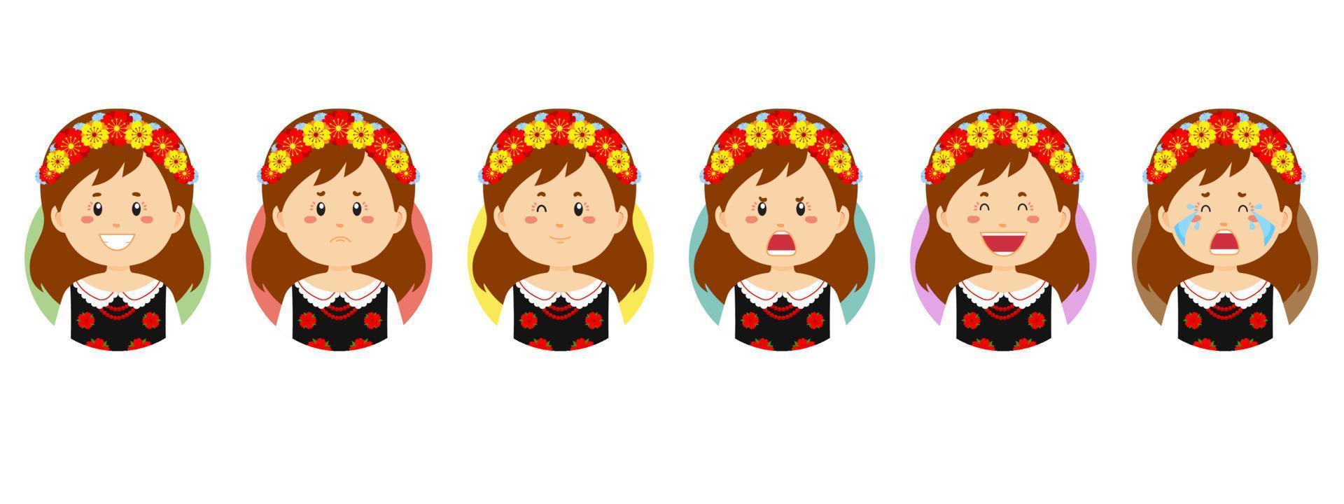 avatar pologne avec diverses expressions vecteur