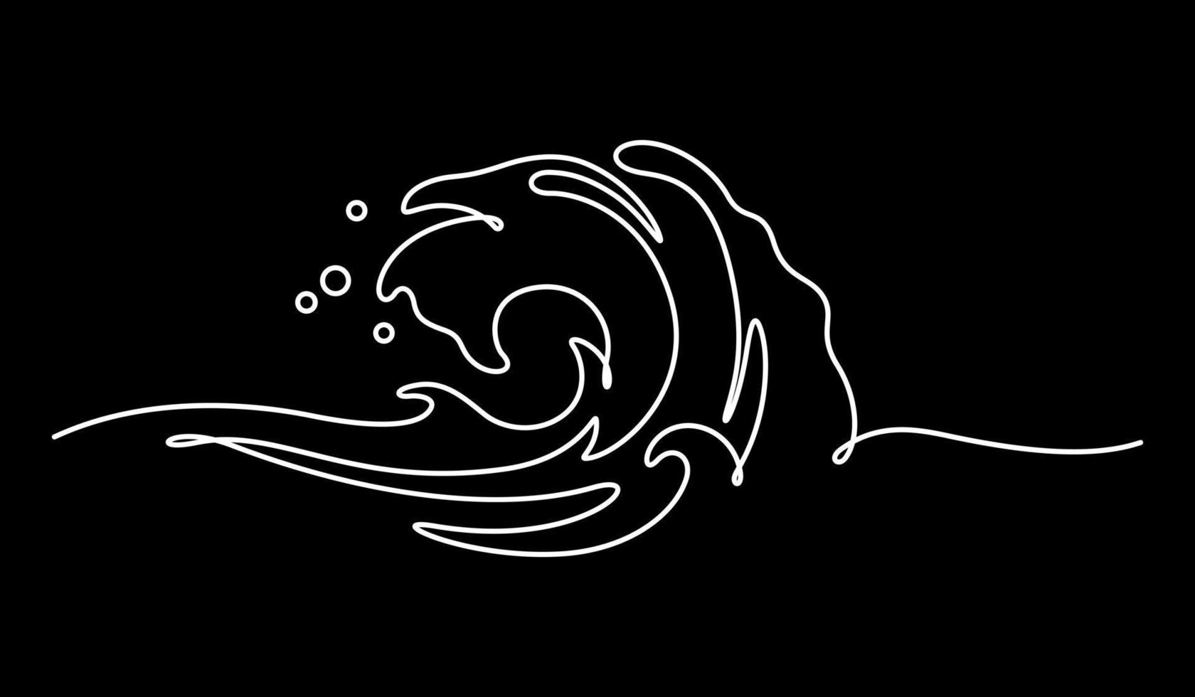 mer océan vagues dessin au trait illustration vecteur