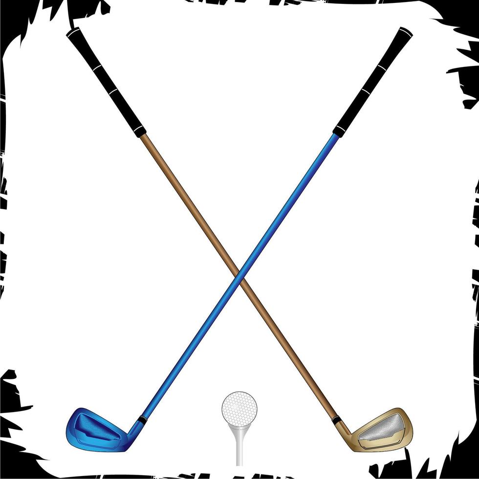illustration d'objets vectoriels bâton et balle de golf vecteur