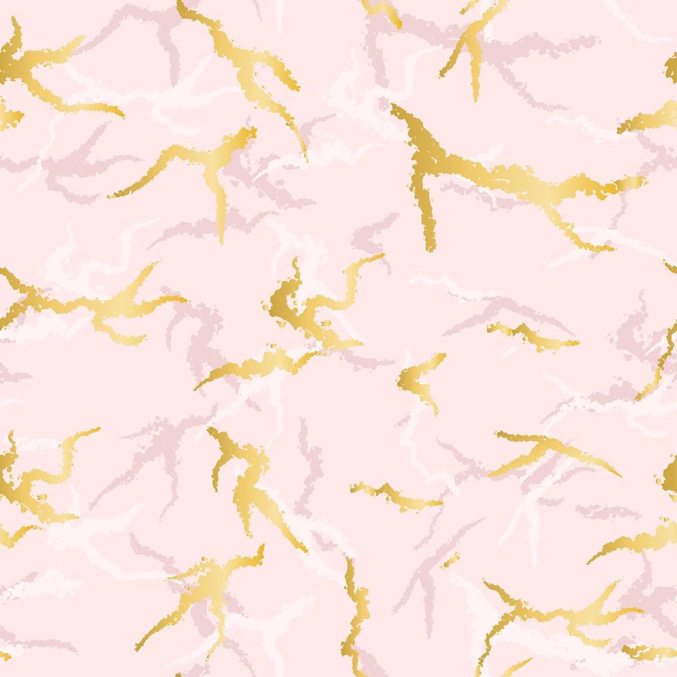 marbre rose avec illustration vectorielle de motif sans couture de veines dorées vecteur