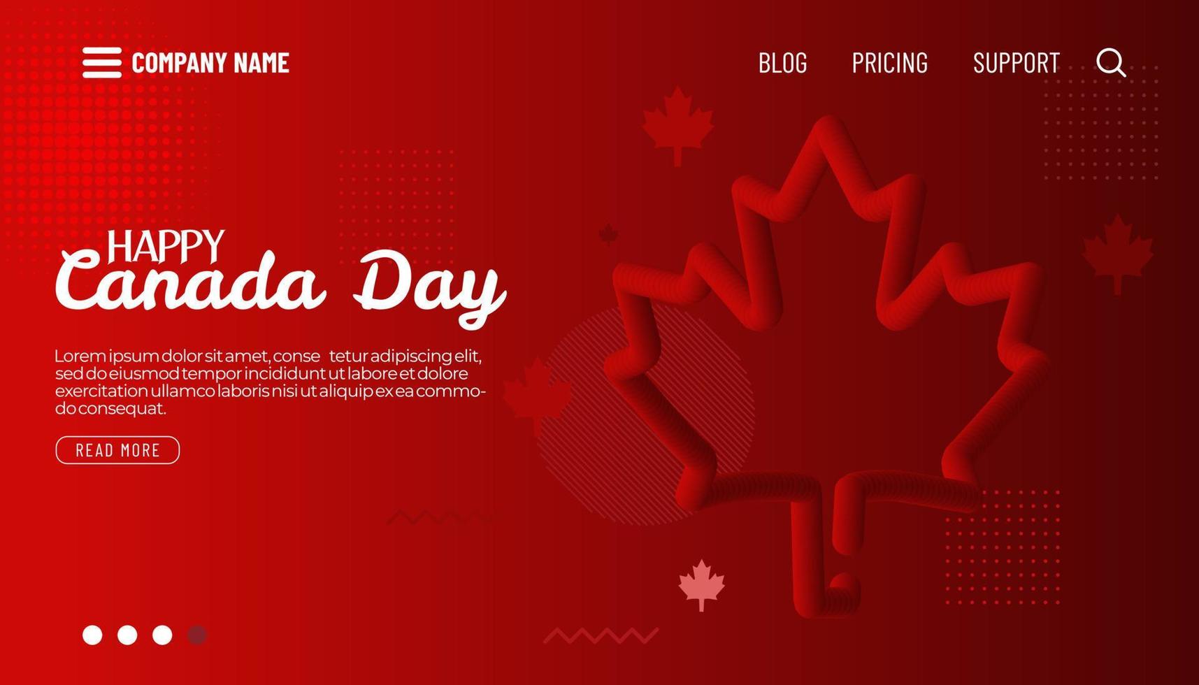 bonne affiche de la fête du canada. 1er juillet. page de destination d'illustration vectorielle. fond de feuilles d'érable du canada. vecteur