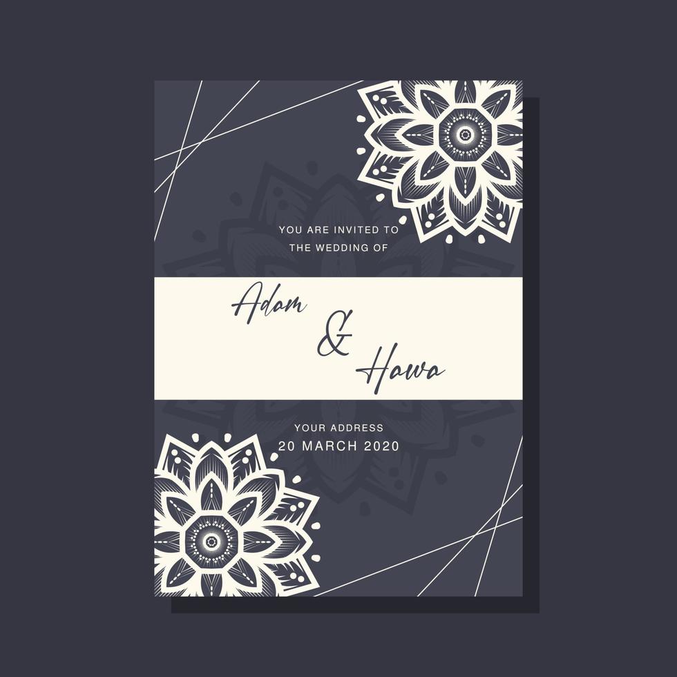 modèles de cartes d'invitation de mariage avec des ornements de mandala vecteur