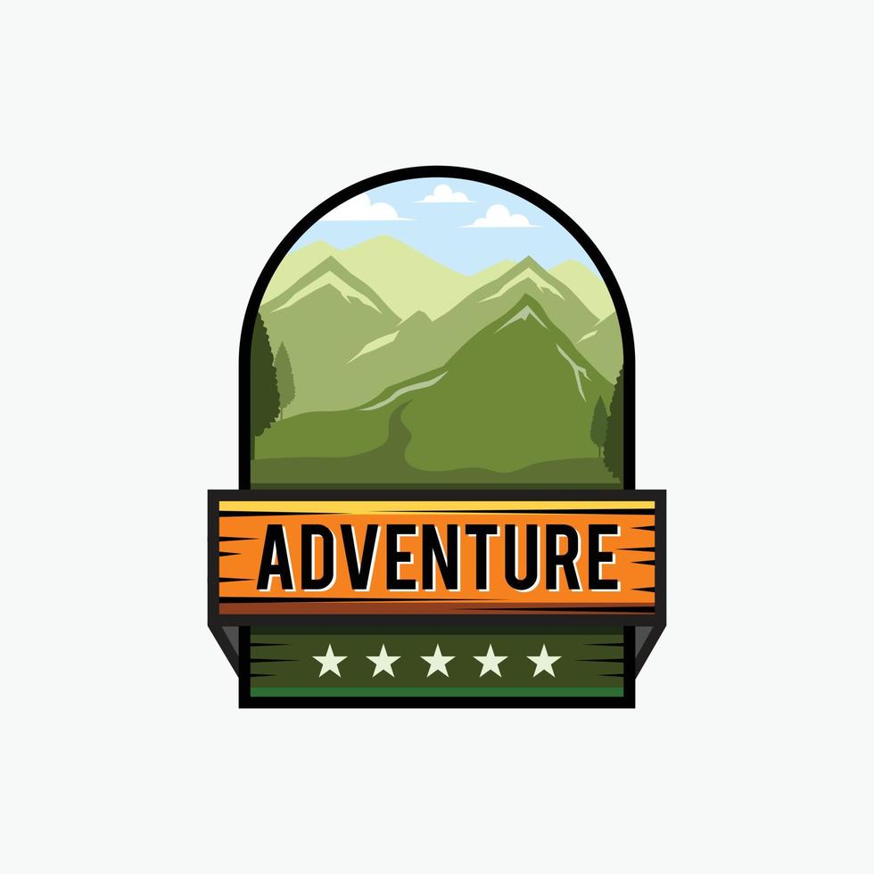 modèle de conception de logo d'aventure avec un paysage naturel vecteur