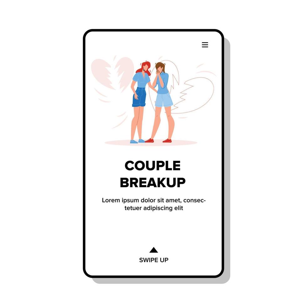 couple rupture copines amour brisé illustration vectorielle vecteur