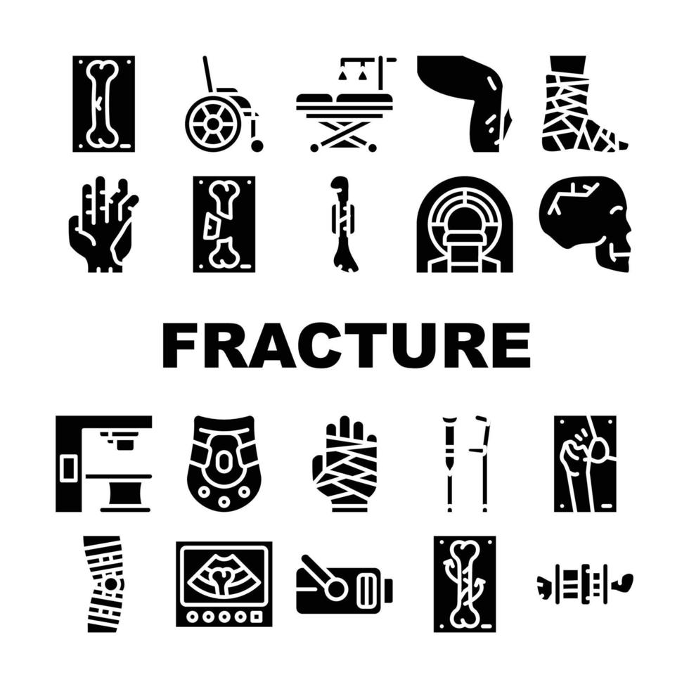 icônes de collection d'accident de fracture définies illustration isolée vecteur
