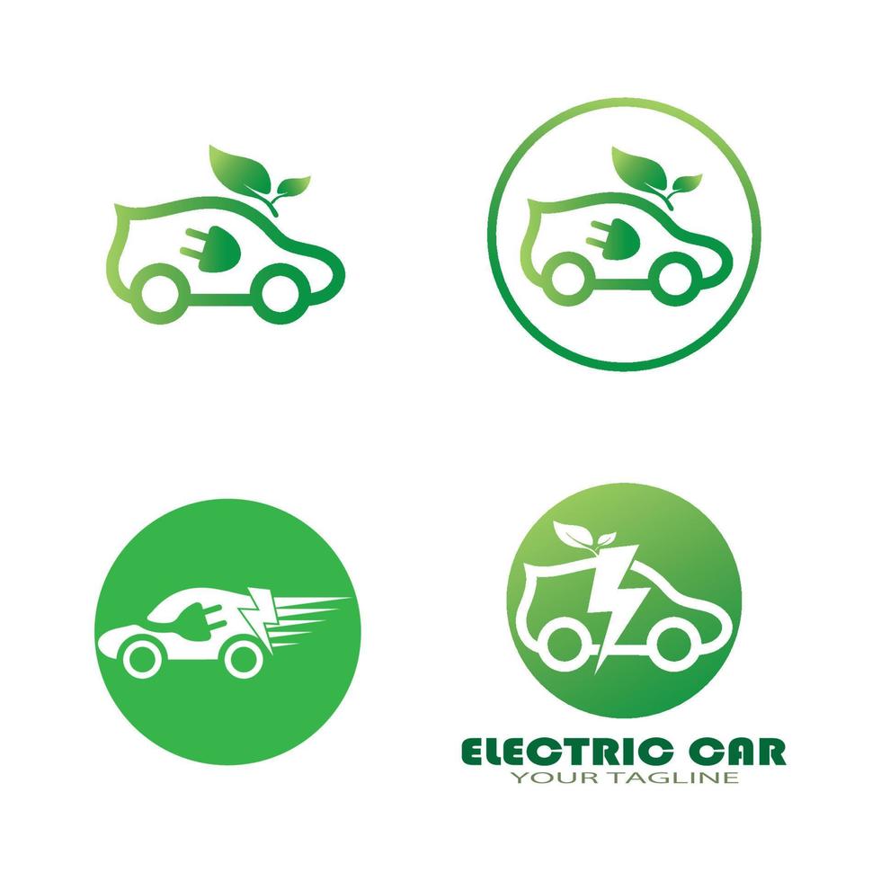 voiture écologique et vecteur de logo d'icône de technologie de voiture verte électrique.