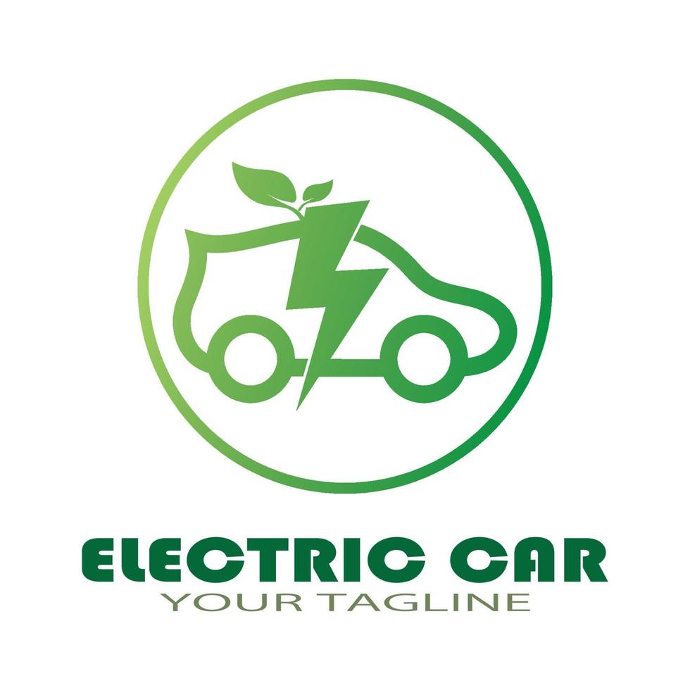 voiture écologique et vecteur de logo d'icône de technologie de voiture verte électrique.