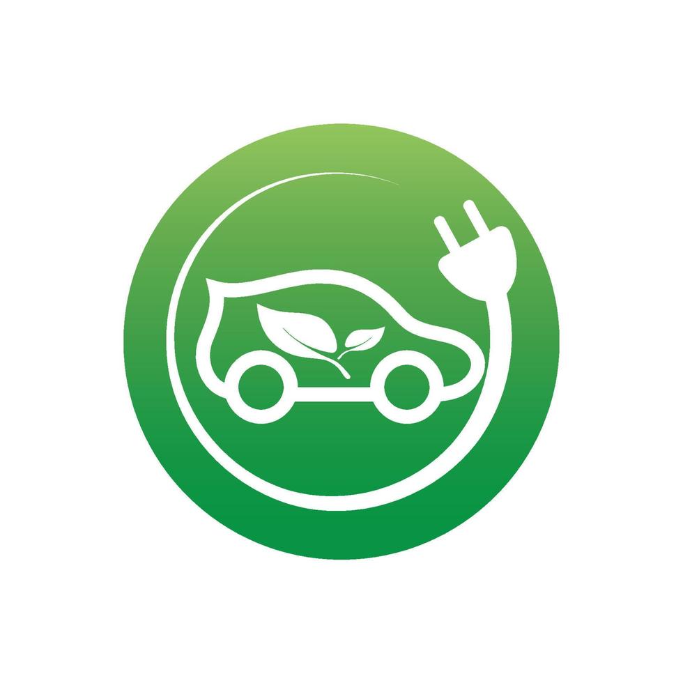 voiture écologique et vecteur de logo d'icône de technologie de voiture verte électrique.