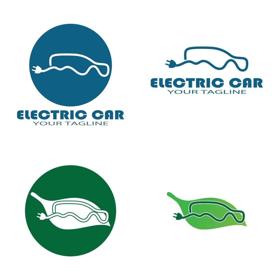 voiture écologique et vecteur de logo d'icône de technologie de voiture verte électrique.