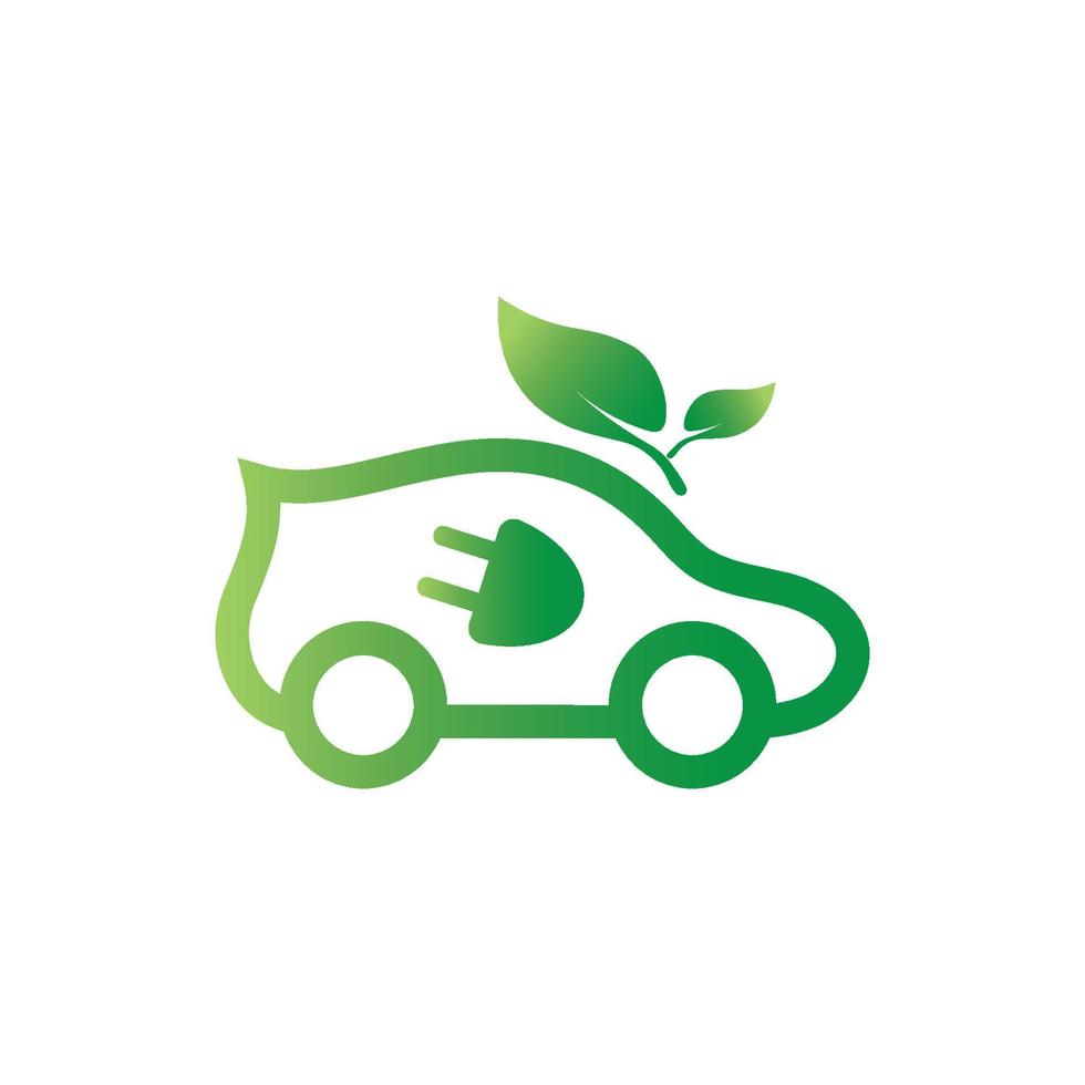 voiture écologique et vecteur de logo d'icône de technologie de voiture verte électrique.