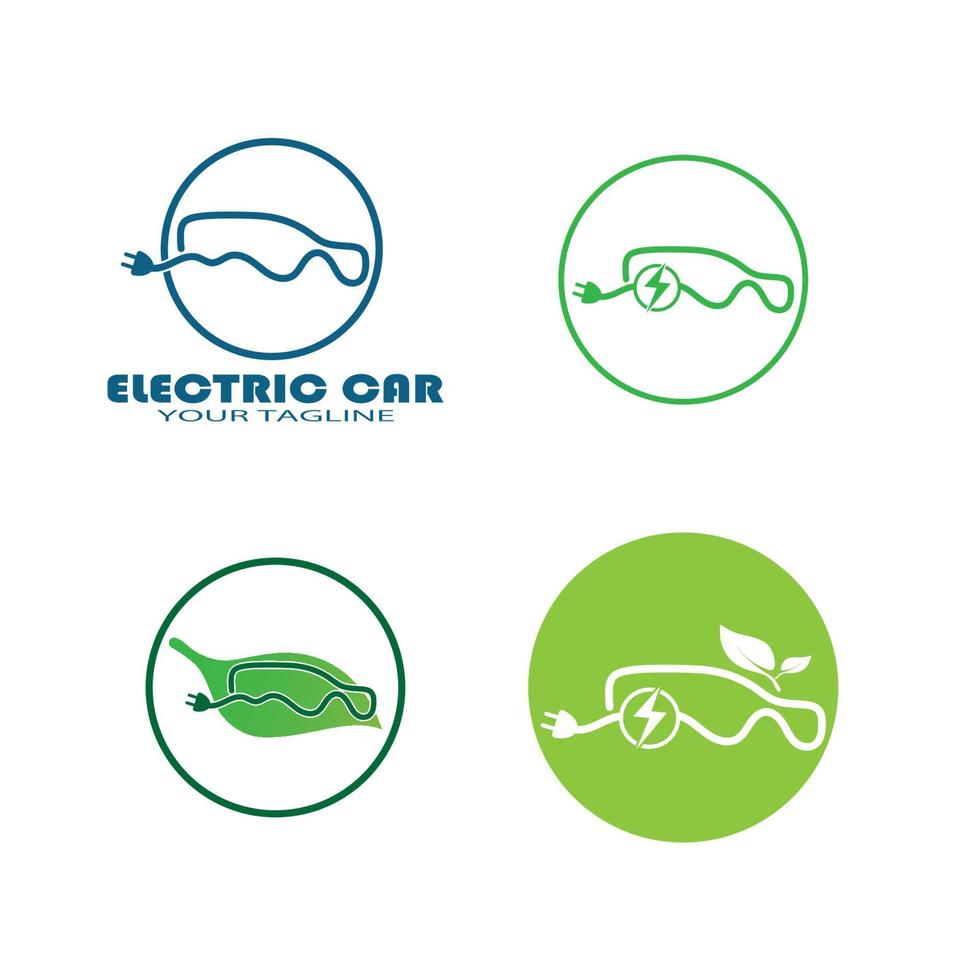 voiture écologique et vecteur de logo d'icône de technologie de voiture verte électrique.