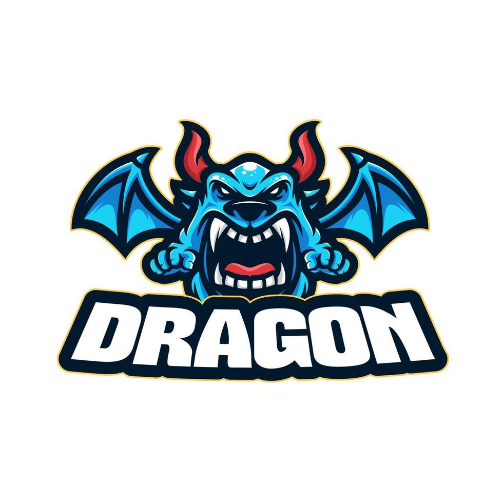 illustrations du logo de la mascotte du dragon bleu vecteur