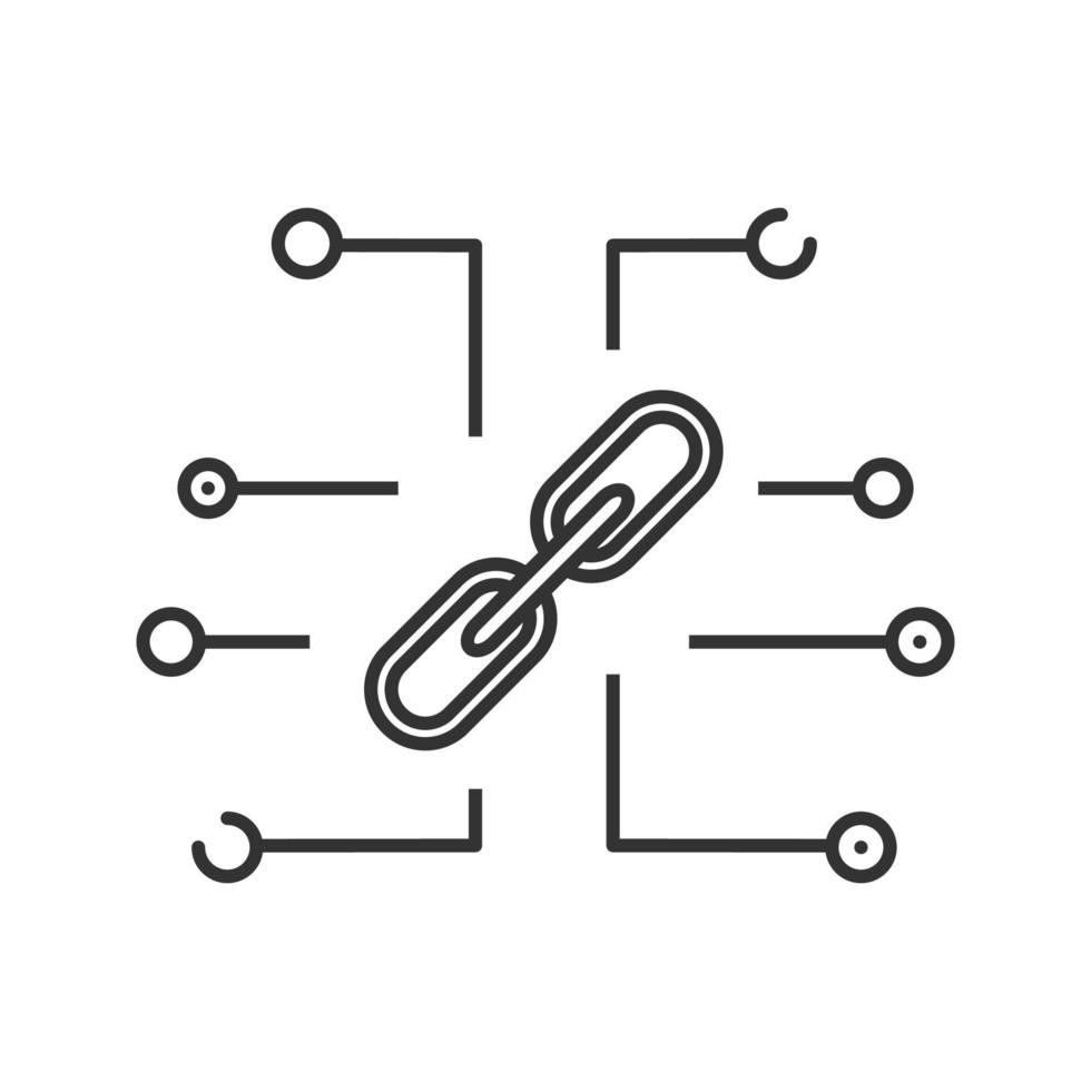 lien icône linéaire. chaîne de blocs. illustration de la ligne mince. lien. symbole de contour. dessin de contour isolé de vecteur