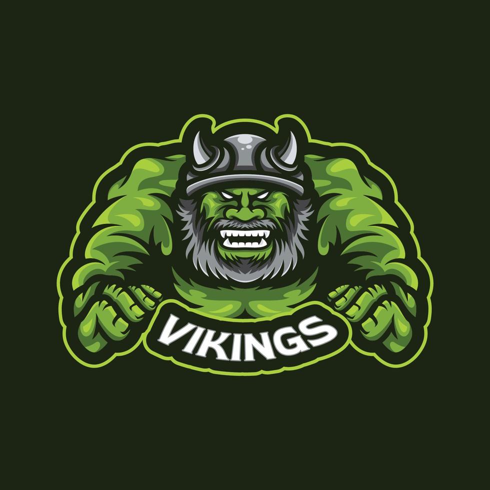 illustrations de logo viking géant vert vecteur