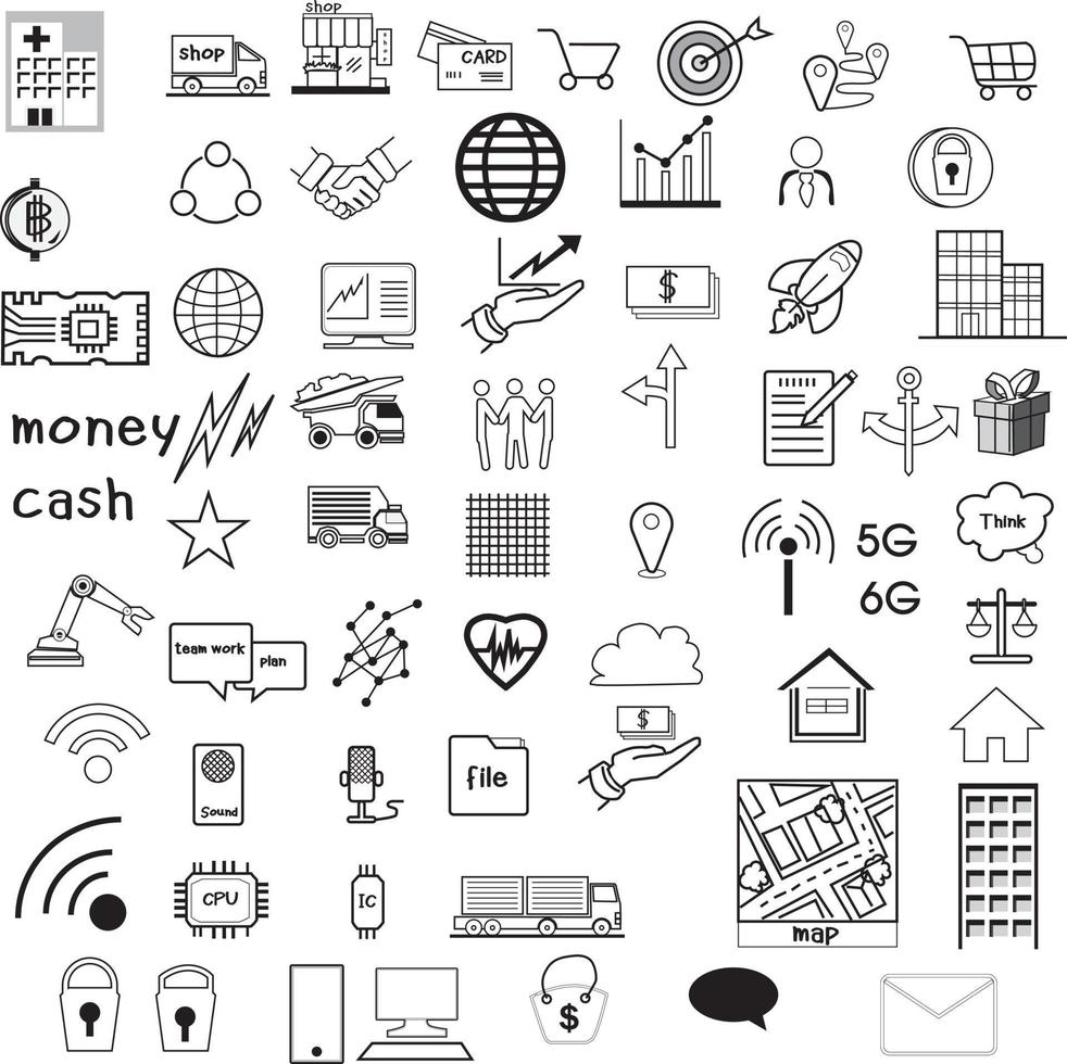 ensemble d'icônes d'affaires. icônes pour le jeu d'icônes web affaires, affaires et finances vecteur
