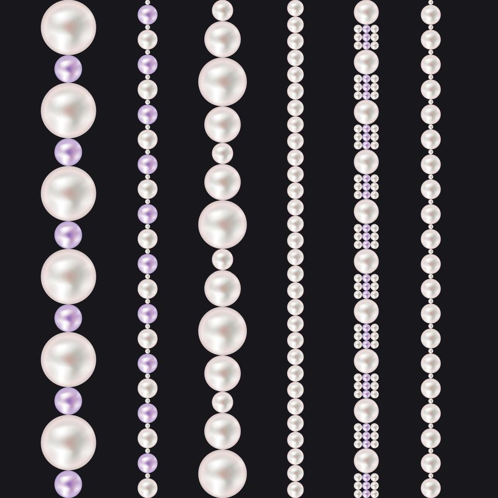 bordures réalistes de perles définies illustration vectorielle vecteur