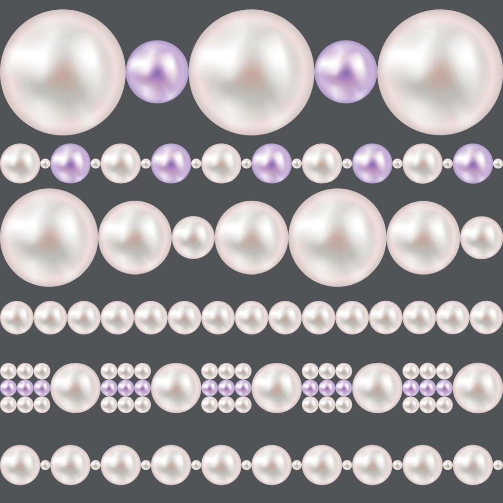 bordures réalistes de perles définies illustration vectorielle vecteur