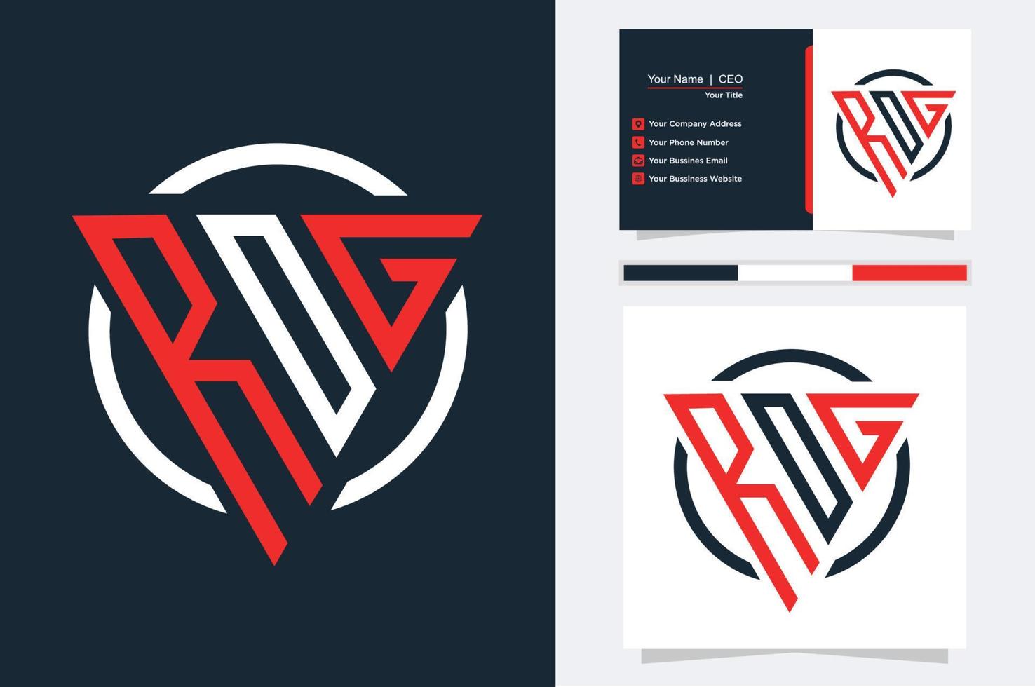 lettre initiale rog triangle logo moderne couleur rouge et blanche vecteur