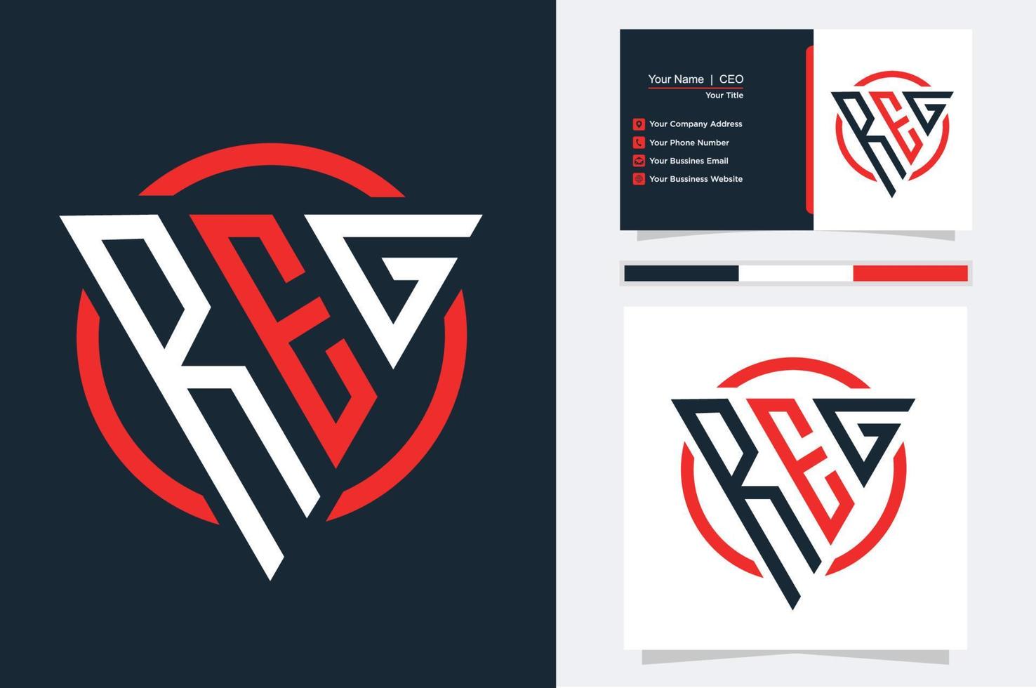 lettre initiale triangle reg logo moderne couleur rouge et blanche vecteur