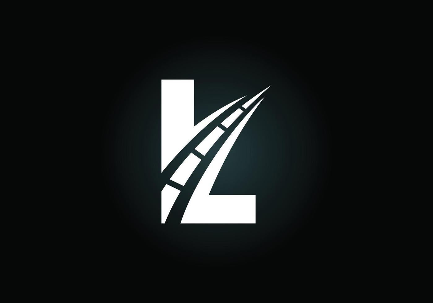 lettre l avec le logo de la route chanter. le concept de design créatif pour l'entretien et la construction des autoroutes. thème du transport et de la circulation. vecteur