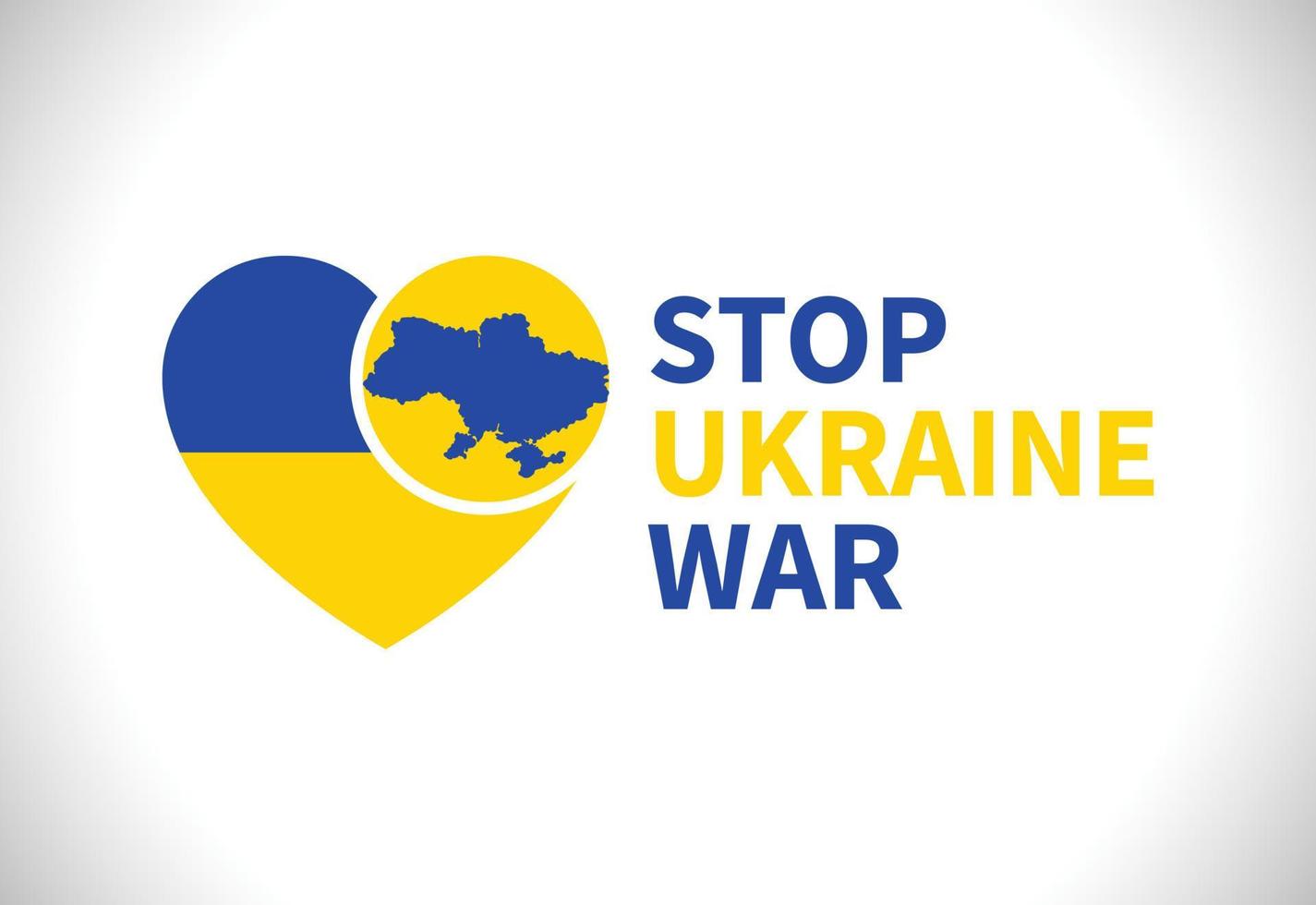 coeur du drapeau de l'ukraine et signe de carte avec texte d'arrêt de la guerre de l'ukraine vecteur