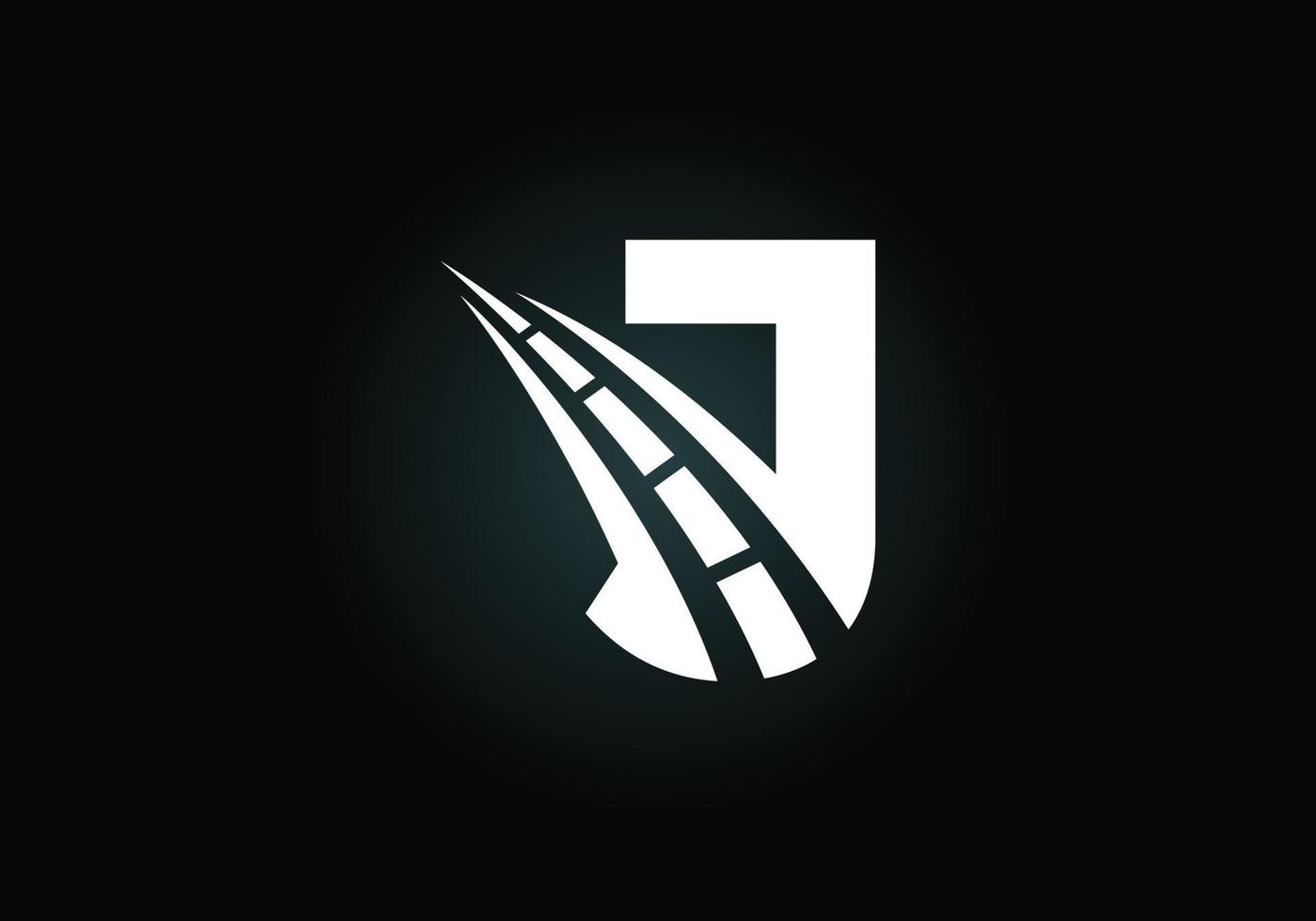 lettre j avec le logo de la route chanter. le concept de design créatif pour l'entretien et la construction des autoroutes. thème du transport et de la circulation. vecteur