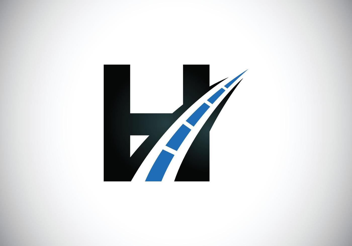 lettre h avec le logo de la route chanter. le concept de design créatif pour l'entretien et la construction des autoroutes. thème du transport et de la circulation. vecteur