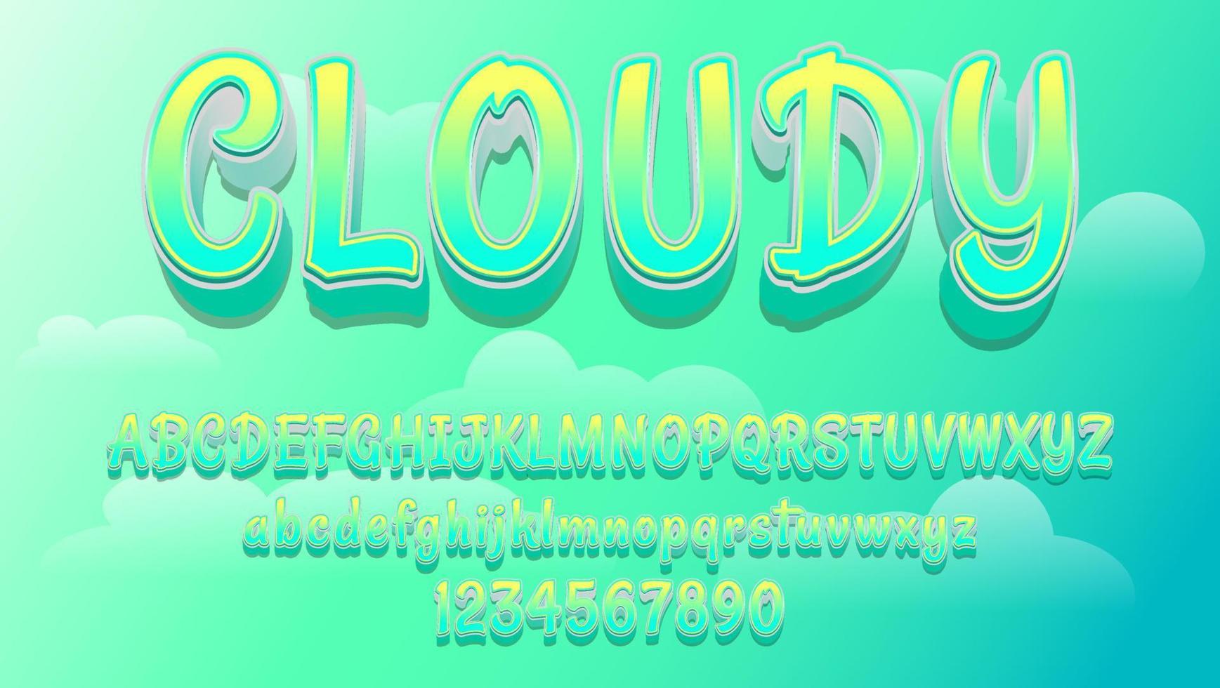 modèle de conception d'effet de texte modifiable nuageux mot coloré dégradé 3d vecteur