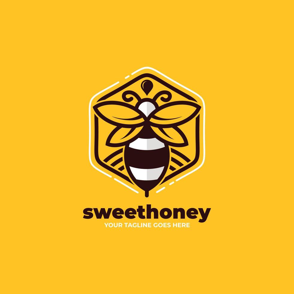 logo original d'autocollant d'étiquette d'abeille douce vecteur